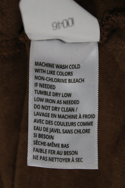 Eterne Women Cropped Basic T-Shirt Brown Crew Neck Short Sleeve Size M