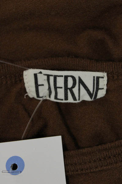 Eterne Women Cropped Basic T-Shirt Brown Crew Neck Short Sleeve Size M