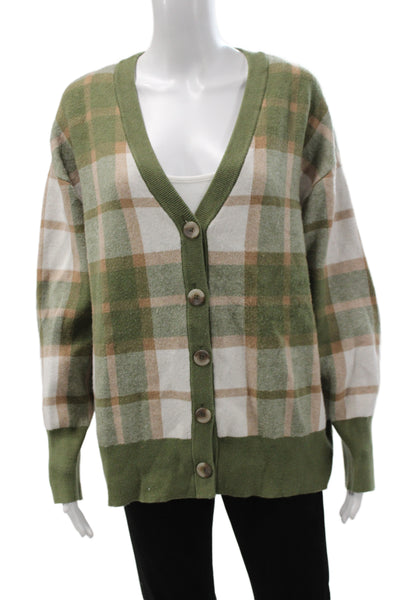 Rachel Zoe Unisex Green V Neck Button Cardigan Long Sleeve Size XL