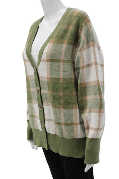 Rachel Zoe Unisex Green V Neck Button Cardigan Long Sleeve Size XL