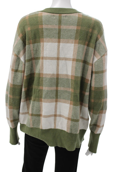 Rachel Zoe Unisex Green V Neck Button Cardigan Long Sleeve Size XL