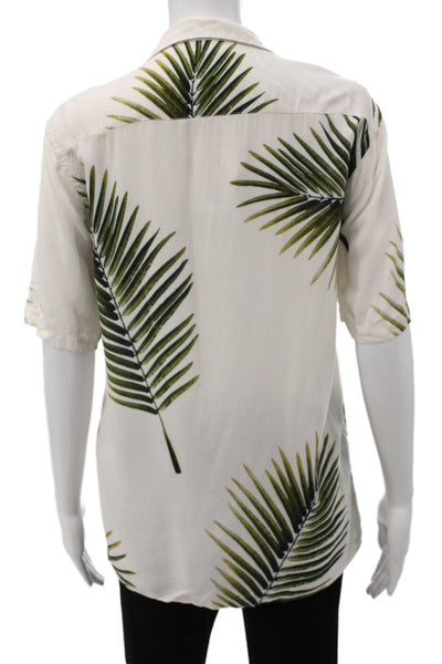 Zara Unisex White Point Collar Short Sleeve Button-Up Viscose Top Size S