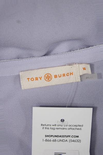 Tory Burch Womens Kaftan Dress Light Blue Floral V Neck Long Sleeve Size 10