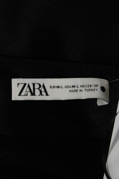 Zara Womens Kaftan Maxi Dress Black V Neck Polyester Spandex Long Size M