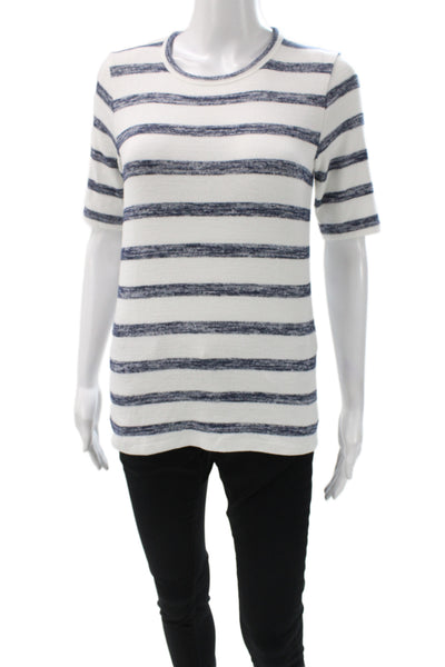 Rag & Bone Womens White Striped Crew Neck Jersey T-Shirt Size M