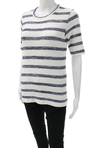 Rag & Bone Womens White Striped Crew Neck Jersey T-Shirt Size M
