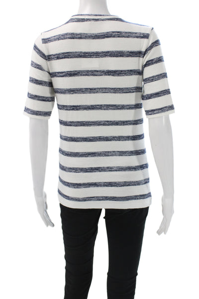Rag & Bone Womens White Striped Crew Neck Jersey T-Shirt Size M