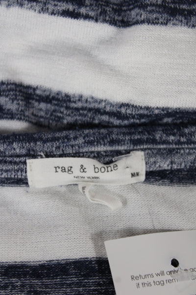 Rag & Bone Womens White Striped Crew Neck Jersey T-Shirt Size M