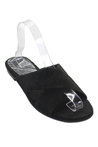Dolce Vita Womens Suede Cross Strap Slide Sandals Black Size 9M
