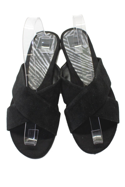 Dolce Vita Womens Suede Cross Strap Slide Sandals Black Size 9M