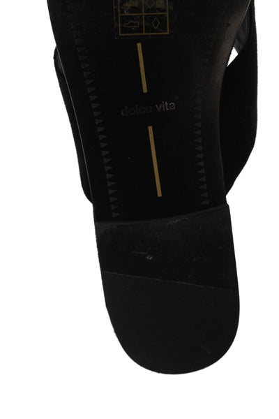 Dolce Vita Womens Suede Cross Strap Slide Sandals Black Size 9M