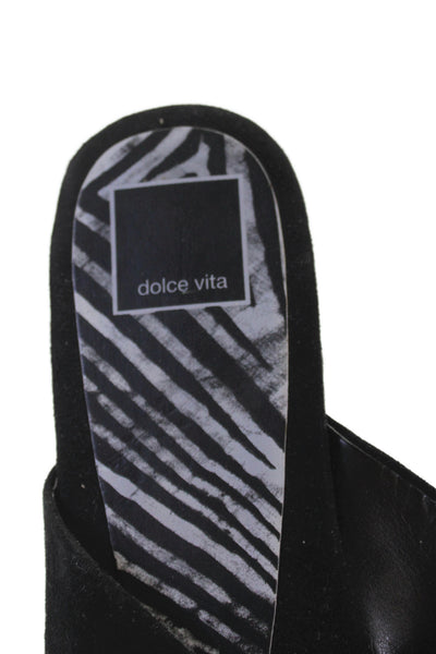 Dolce Vita Womens Suede Cross Strap Slide Sandals Black Size 9M