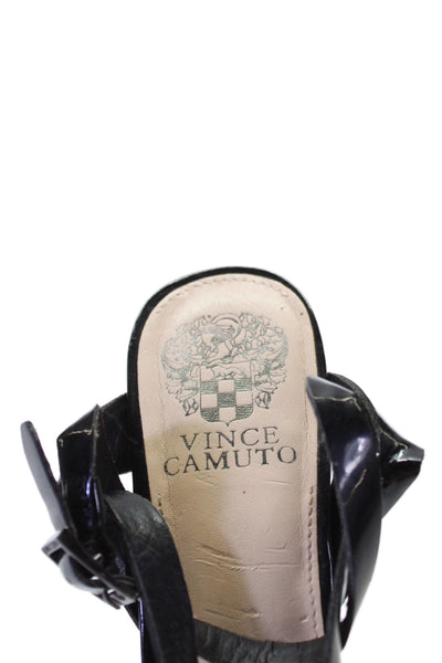 Vince Camuto Womens Stiletto Platform Leather Ankle Strap Sandals Black Size 8.5