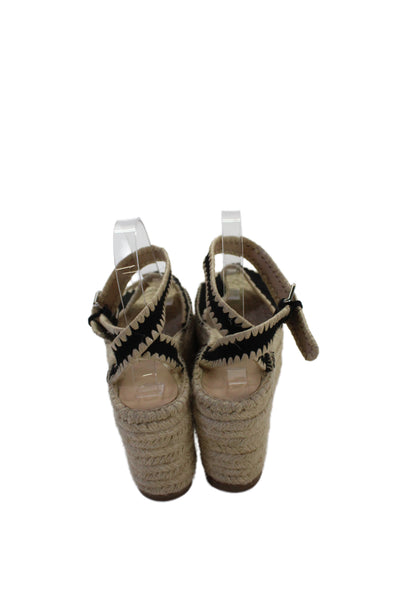 PLV Womens Platform Suede Ankle Strap Espadrilles Sandals Black Brown Size 8.5