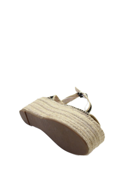 PLV Womens Platform Suede Ankle Strap Espadrilles Sandals Black Brown Size 8.5