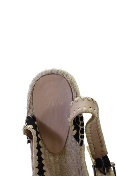 PLV Womens Platform Suede Ankle Strap Espadrilles Sandals Black Brown Size 8.5