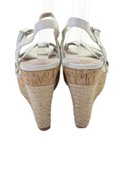 Charles by Charles David Womens Wedge Heel Platform Sandals White Leather Size 9