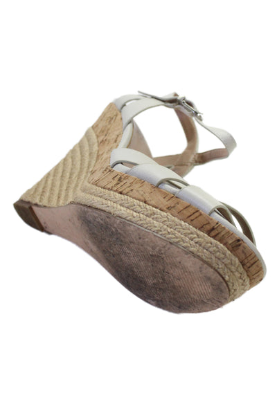 Charles by Charles David Womens Wedge Heel Platform Sandals White Leather Size 9