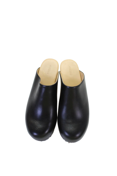 Nisolo Womens Block Heel Platform Leather Clogs Mules Black Size 8
