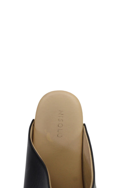 Nisolo Womens Block Heel Platform Leather Clogs Mules Black Size 8