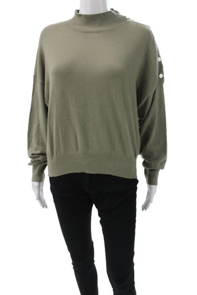 Emory Park Unisex Pullover Sweater Army Green Mockneck Long Sleeve Size S
