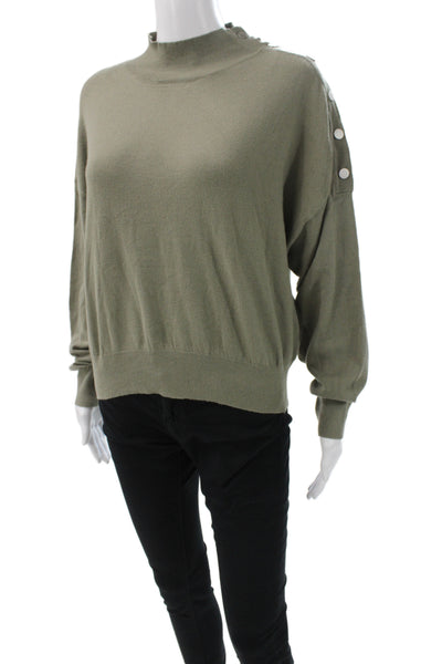 Emory Park Unisex Pullover Sweater Army Green Mockneck Long Sleeve Size S
