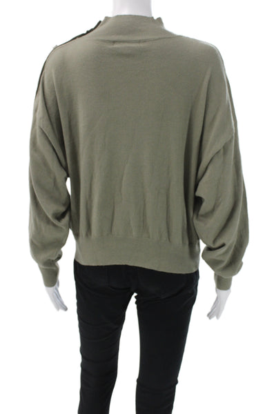 Emory Park Unisex Pullover Sweater Army Green Mockneck Long Sleeve Size S