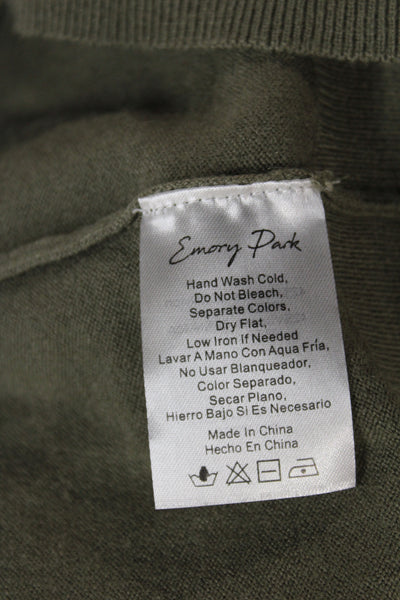 Emory Park Unisex Pullover Sweater Army Green Mockneck Long Sleeve Size S