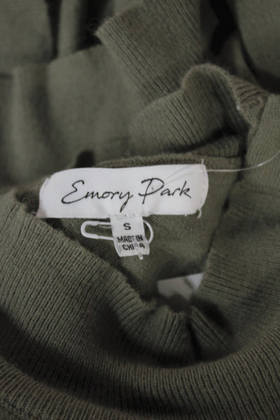 Emory Park Unisex Pullover Sweater Army Green Mockneck Long Sleeve Size S