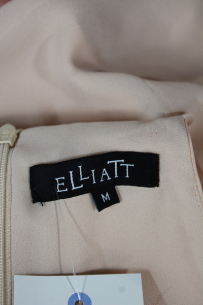 Elliatt Women Beige High Neck Sleeveless Tank Zip Cotton Poly Designer Size M