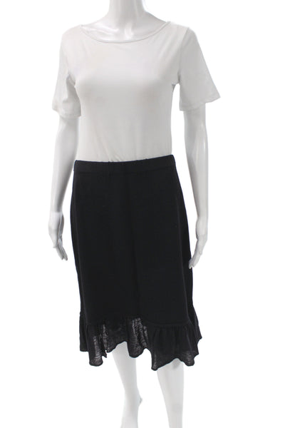 St. John Collection Womens A-Line Knee Skirt Black Cotton-Poly Size 6