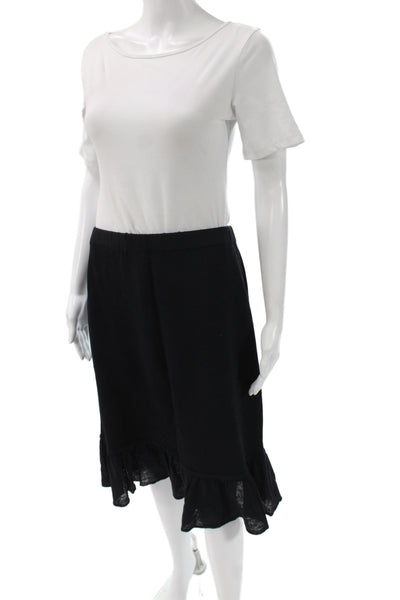 St. John Collection Womens A-Line Knee Skirt Black Cotton-Poly Size 6