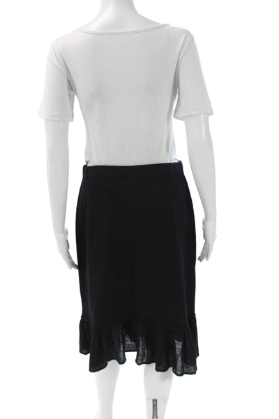 St. John Collection Womens A-Line Knee Skirt Black Cotton-Poly Size 6