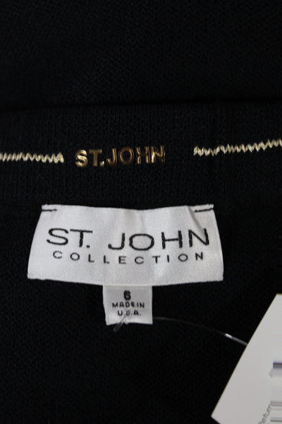 St. John Collection Womens A-Line Knee Skirt Black Cotton-Poly Size 6