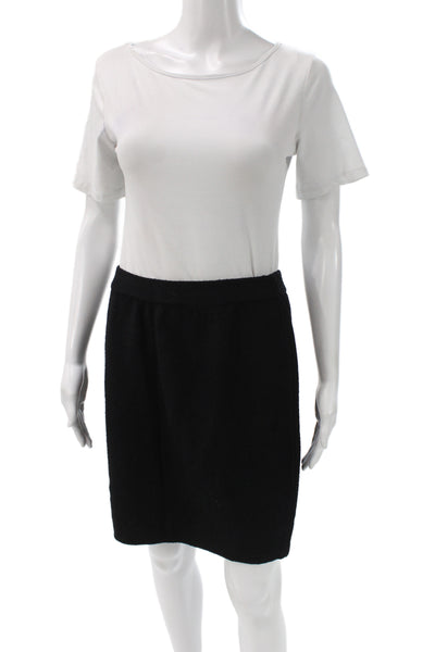 St John Collection Women Straight Pencil Skirt Black Wool Knee Size 8