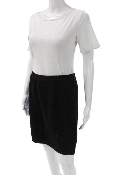 St John Collection Women Straight Pencil Skirt Black Wool Knee Size 8