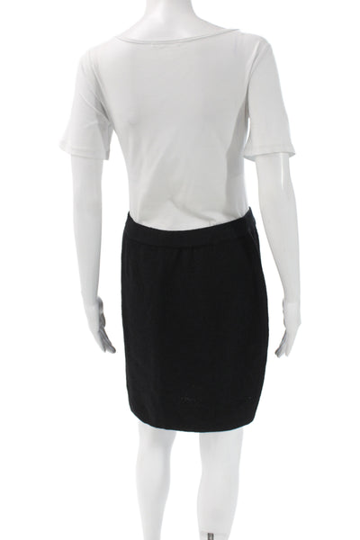 St John Collection Women Straight Pencil Skirt Black Wool Knee Size 8