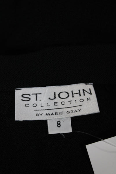 St John Collection Women Straight Pencil Skirt Black Wool Knee Size 8