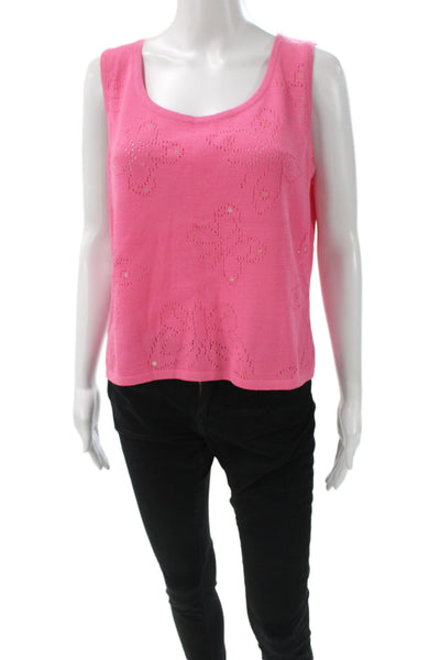 St. John Sport By Marie Gray Women Cropped Tank Pink Butterfly Size M