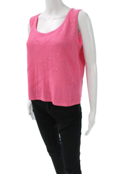 St. John Sport By Marie Gray Women Cropped Tank Pink Butterfly Size M