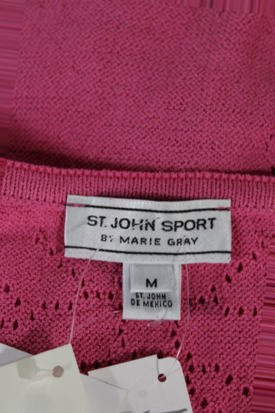 St. John Sport By Marie Gray Women Cropped Tank Pink Butterfly Size M