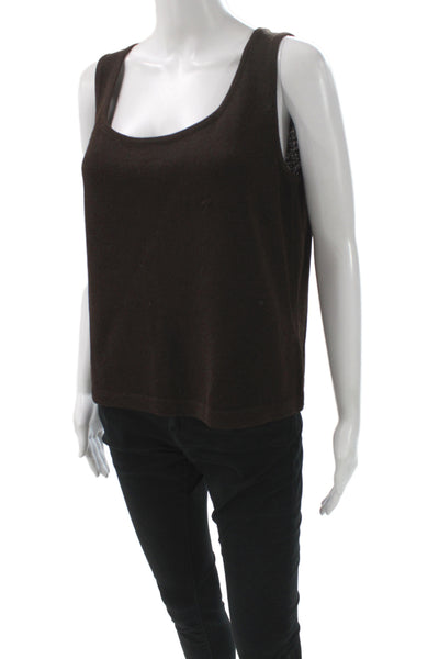 St. John Womens Basic Sleeveless Tank Brown Cotton Polyester Round Neck Size M