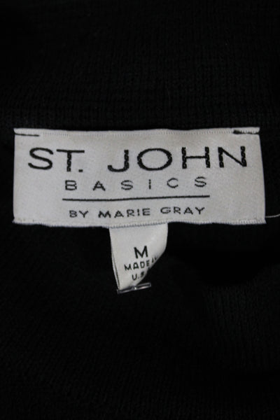 St. John Basics Women Mock Neck Tank Black Cotton Size M
