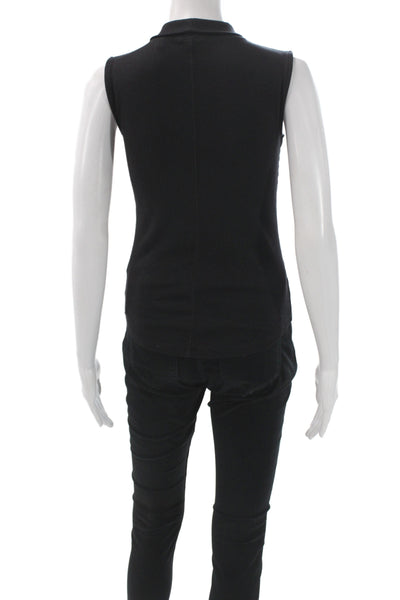 Elie Tahari Women Basic Black Mock Neck Sleeveless Tank Zip Size XS