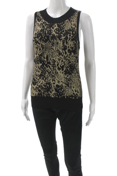 Ramy Brook Unisex Beige Leopard Print Vest Cotton Polyester Crewneck Size S
