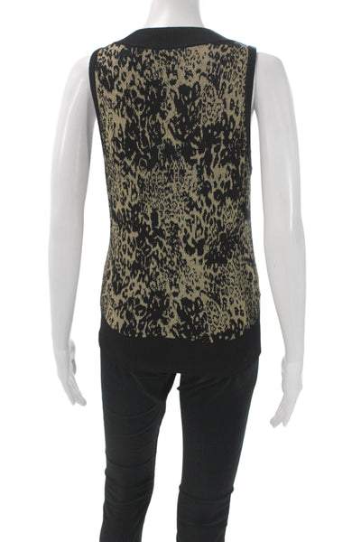 Ramy Brook Unisex Beige Leopard Print Vest Cotton Polyester Crewneck Size S