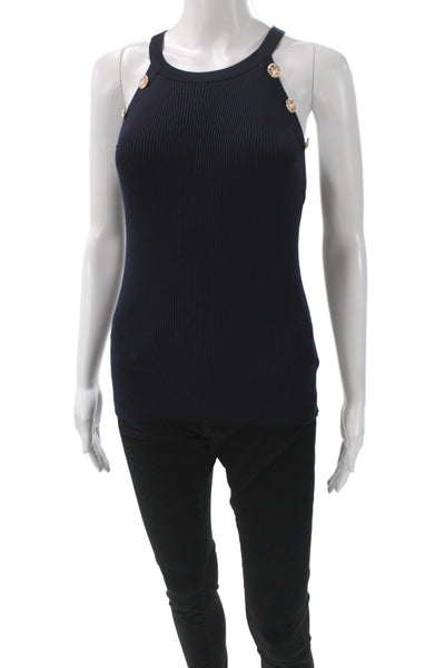 Elie Tahari Womens Basic Dark Blue Tank Sleeveless Viscose Blend Petite Size S