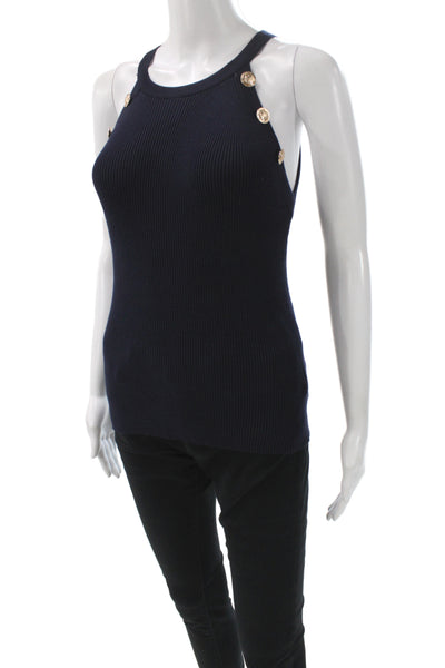Elie Tahari Womens Basic Dark Blue Tank Sleeveless Viscose Blend Petite Size S