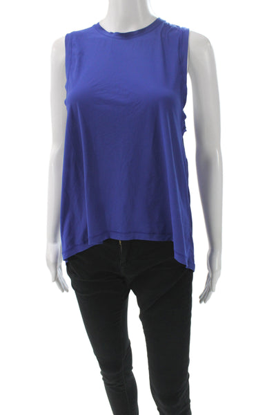 Lululemon Women Sleeveless Basic Tank Blue Cotton Crew Neck Size 4