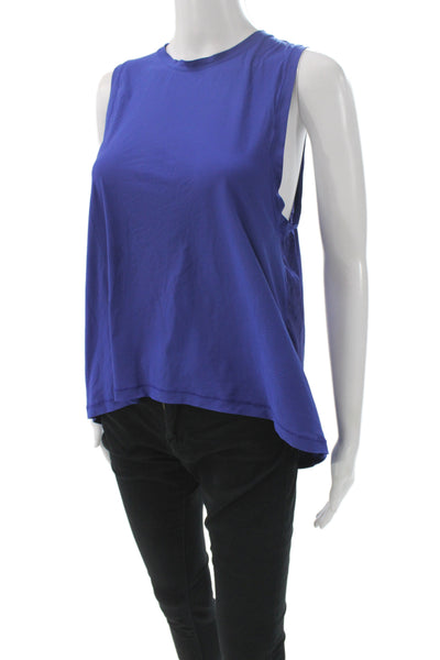 Lululemon Women Sleeveless Basic Tank Blue Cotton Crew Neck Size 4
